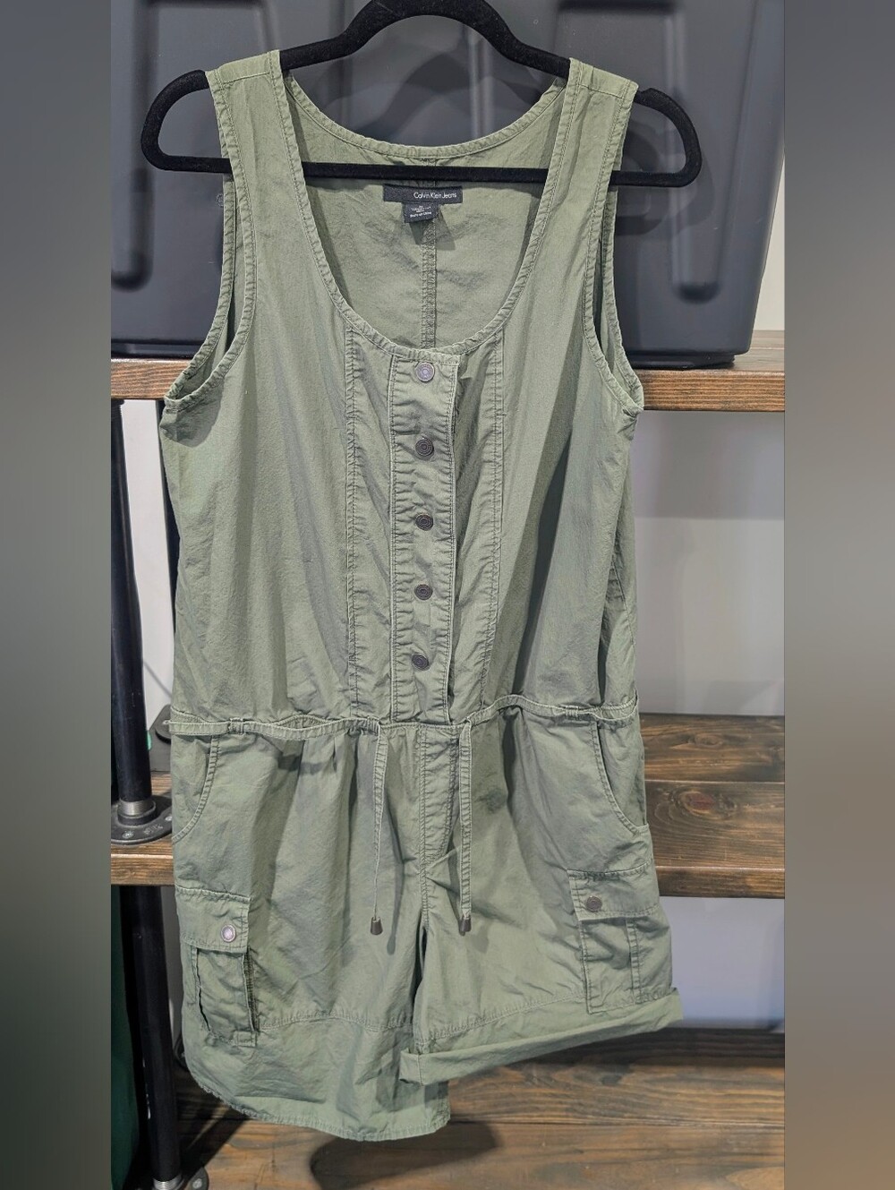 Calvin Klein Jeans Olive Green Utility Romper